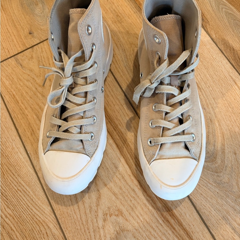 Converse High Top Lug-Sole Sneakers - Beige & White - Picture 2 of 9